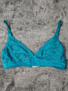 Teal Lace Triangle Bralette with Adjustable Straps